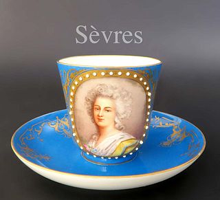 Sevres Breakfast Cup Hand Painted Signed
