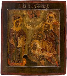 A RUSSIAN ICON OF THE BOGOLIUBSKAYA MOTHER OF GOD, LATE 17TH-EARLY 18TH CENTURY