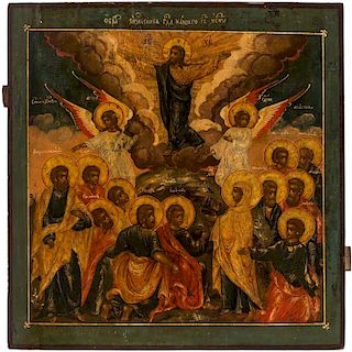 A RUSSIAN ICON OF THE ASCENSION OF CHRIST, 18TH CENTURY