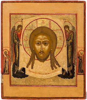 A RUSSIAN ICON OF CHRIST NOT-MADE-BY-HANDS, MOSCOW SCHOOL, 19TH CENTURY