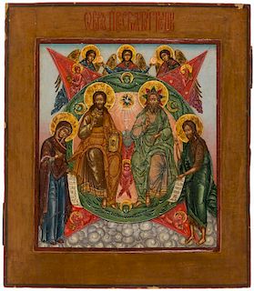 A RUSSIAN ICON OF THE FATHERHOOD, 19TH CENTURY