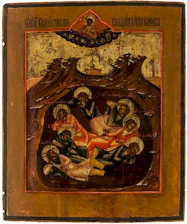 A RUSSIAN ICON OF THE SEVEN SLEEPERS OF EPHESUS, 19TH CENTURY