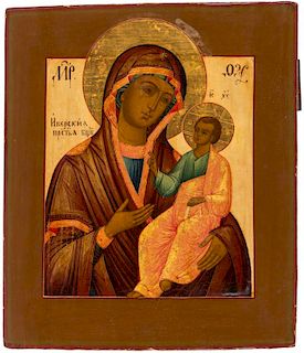 A RUSSIAN ICON OF THE IVERSKAYA MOTHER OF GOD, 19TH CENTURY