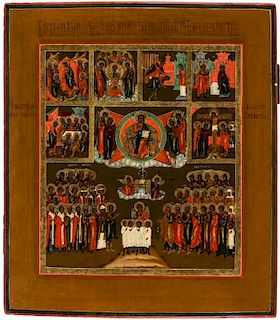A RUSSIAN SHESTODNEV ICON WITH DAYS OF THE WEEK, 18TH-19TH CENTURY