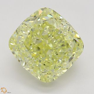 3.08 ct, Natural Fancy Yellow Even Color, VS2, Cushion cut Diamond (GIA Graded), Appraised Value: $90,200 