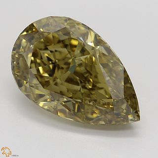 3.50 ct, Natural Fancy Dark Brown Greenish Yellow Even Color, VS1, Pear cut Diamond (GIA Graded), Appraised Value: $45,600 