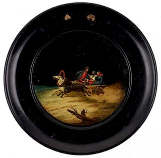 AN EROTIC RUSSIAN IMPERIAL DECORATIVE PLATE, A. LUKUTIN FACTORY, 1863-1876
