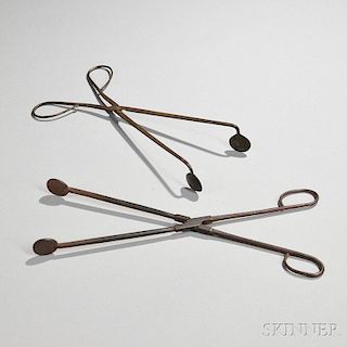 Two Pairs of Wrought Iron Ember Tongs