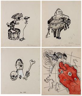 A GROUP OF 4 ORIGINAL POSTER SKETCHES BY VLADIMIR GALBA (RUSSIAN 1908-1984)