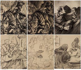 A GROUP OF SIX DRAWINGS BY GEORGE DE POGIDAIEFF (RUSSIAN 1897-1971)