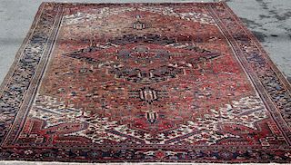 Large Antique Handmade Heriz Carpet.