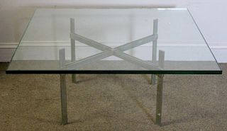 Midcentury Chrome Parallel Bar Coffee Table.