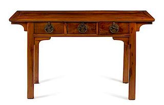 A Chinese Rosewood Altar Coffer, Liansanchu Height 31 1/2 x width 55 x depth 18 1/4 inches.