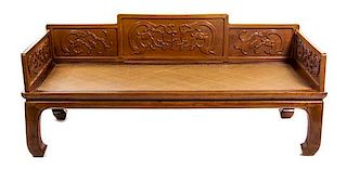 A Chinese Hardwood Day Bed, Luohanchuang Width 80 inches.