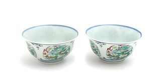 A Pair of Doucai Porcelain Bowls Diameter 4 1/8 inches.