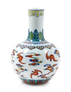 A Doucai Porcelain Bottle Vase Height 7 inches.