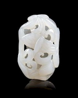 A White Jade Carved Toggle Length 1 1/2 inches.