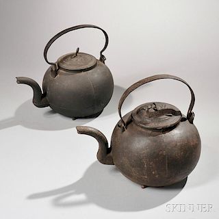 Two Cast Iron Hearth Kettles