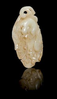 A Pale Celadon Jade Toggle Length 2 7/8 inches.