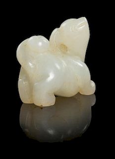 A Carved Pale Celadon Jade Toggle Length 1 1/8 inches.