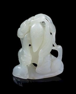 A Jade Figural Group Length 2 1/4 inches.