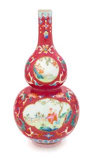 A Famille Rose Porcelain Vase Height 8 inches.