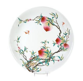 A Large Famille Rose Porcelain Charger Diameter 20 inches.