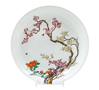 A Famille Rose Porcelain Dish Diameter 10 3/4 inches.