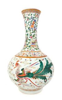 A Famille Rose Porcelain Vase, Shangping Height 16 1/8 inches.
