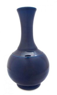 A Blue Glazed Porcelain Vase, Shangping Height 14 3/8 inches.