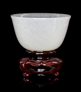 A White Jade Wine Cup Diameter 2 3/8 inches.