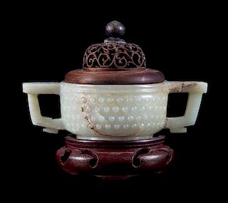 * A Carved Jade Cup Width over handles 5 inches.
