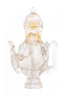 * A Carved Rock Crystal Lidded Ewer Height 5 inches.