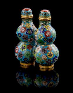 A Cloisonne Enamel Double Snuff Bottle Height 2 5/8 inches.