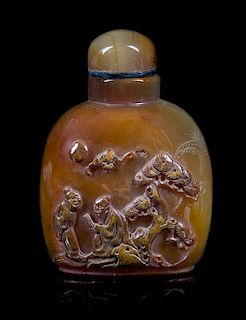 An Agate Snuff Bottle Height 3 inches.
