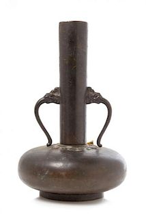 * A Chinese Bronze Bottle Vase Height 8 1/2 inches.