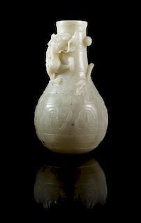 * A Chinese White Jade Vase Height 6 3/4 inches.