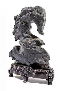 * A Chinese Lingbi Scholar's Rock Height overall 34 1/2 inches.