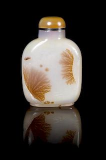 * A Chinese Shadow Agate Snuff Bottle Height 2 7/8 inches.