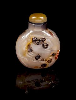 * A Chinese Smoky Agate Snuff Bottle Height 2 1/2 inches