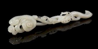 * A Chinese White Jade Ruyi Scepter Length 10 1/2 inches.
