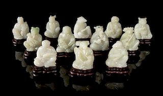 * A Set of Chinese White Jade Zodiac Figures Height of tallest figure 3 3/8 inches.