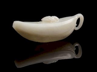 * A Chinese White Jade Water Dropper Width over handle 5 1/8 inches.