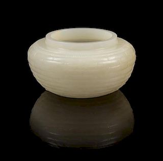 * A Chinese White Jade Water Dropper Diameter 3 7/8 inches.