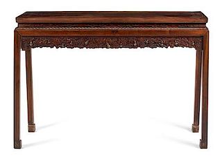 * A Chinese Jade Inset Rosewood Altar Table, Tiaoji Height 33 x width 48 x depth 15 1/4 inches.