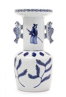 * A Kosometsuke Blue and White Porcelain Mallet-Form Vase Height 9 1/2 inches.