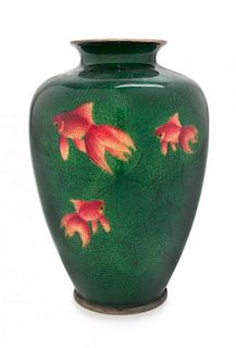 A Cloisonne Enamel Vase Height 6 1/4 inches.