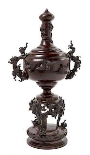 A Bronze Censer Height 20 1/2 inches.