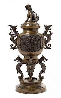 A Bronze Censer Height 17 inches.