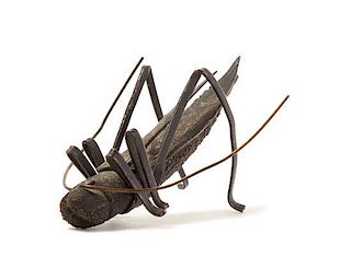 * A Bronze Articulated Model of a Grasshopper Length 2 1/4 inches.